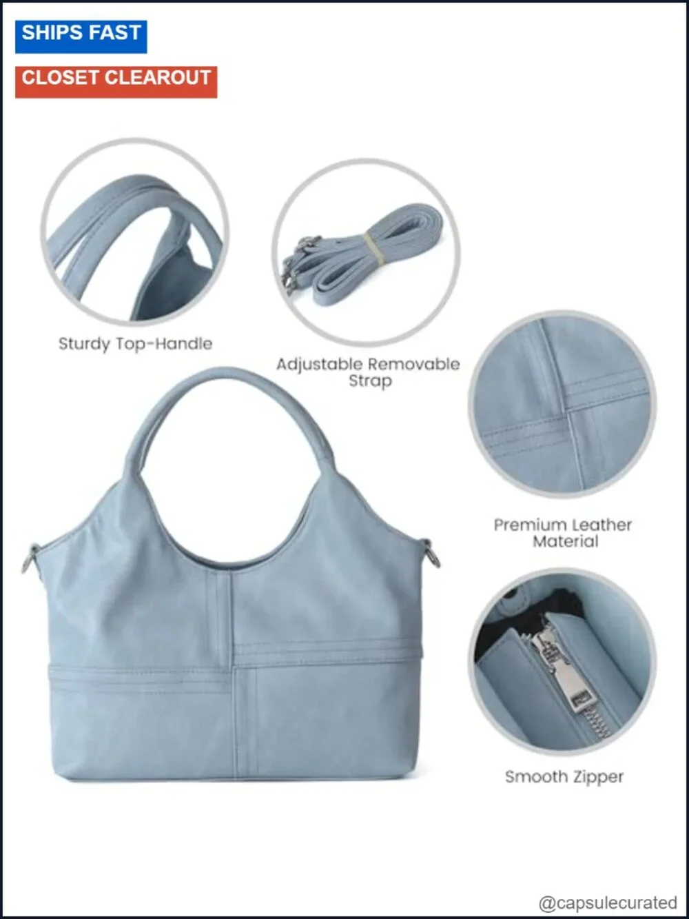 Vegan Leather Hobo Tote Bag with Detachable Satchel Strap